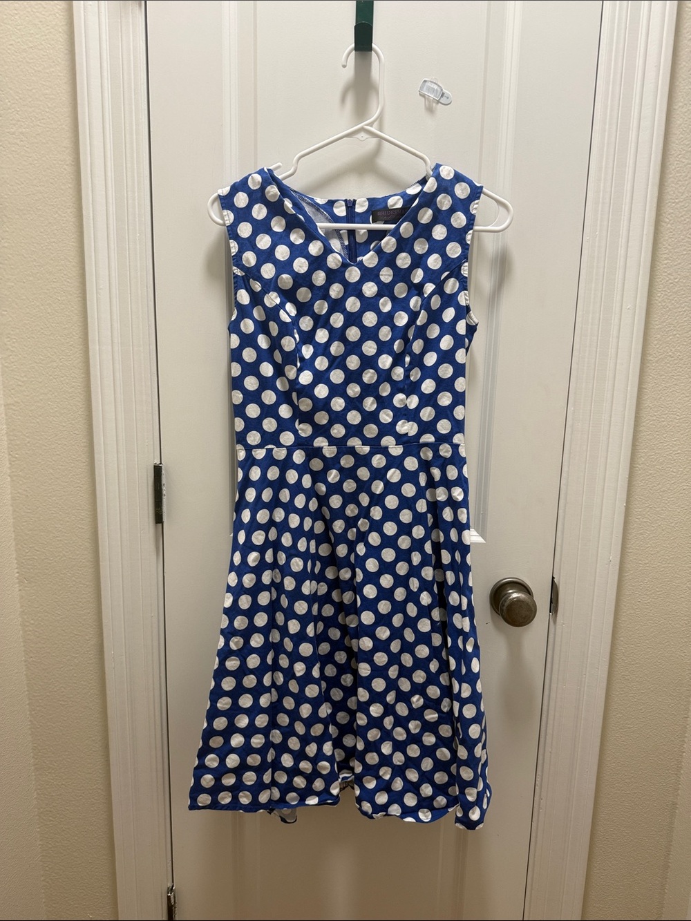 Women's Blue and White Polka Dot Dress